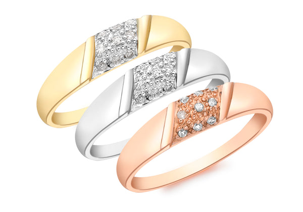 9ct 3-Colour Gold 0.25ct Diamond Set of 3 Rings