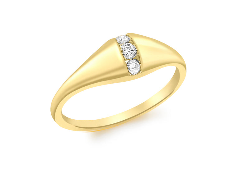 9ct Yellow Gold 0.11t Triple Diamond Ring