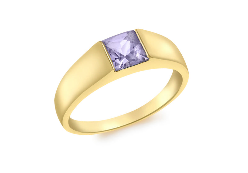 9ct Yellow Gold Square Iolite Dress Ring