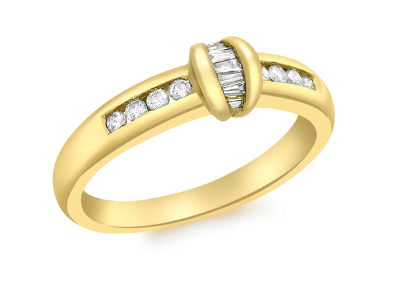 9ct Yellow Gold 0.33t Baguette Diamond Detail Ring
