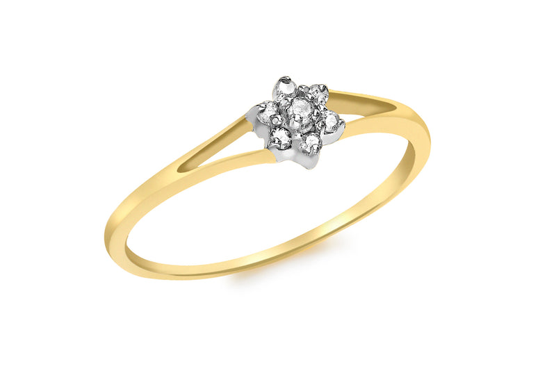 9ct 2-Colour Gold 0.10ct Diamond Cluster Ring