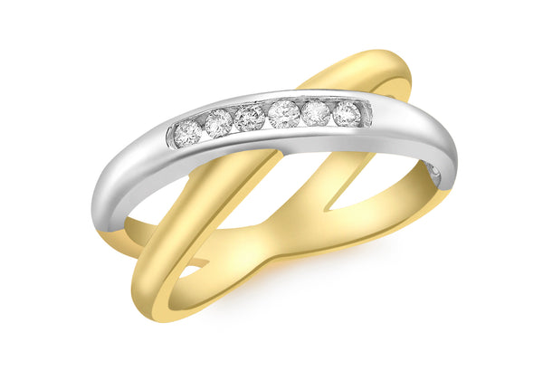 9ct 2-Colour Gold 0.18ct Diamond Crossover Ring