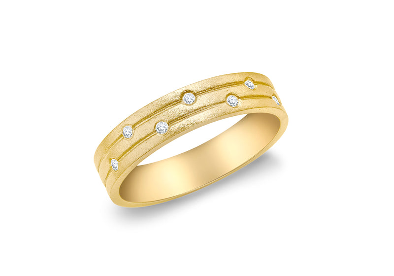 9ct Yellow Gold Satin 0.05t Diamond Band Ring