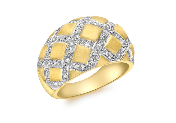 9ct Yellow Gold 0.32t Diamond Satin Lattie Ring