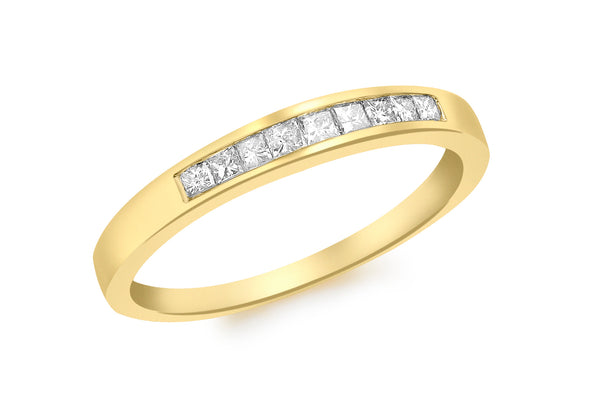 9ct Yellow Gold 0.25t Princess Cut Diamond Eternity Ring