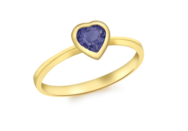9ct Yellow Gold Iolite Heart Ring