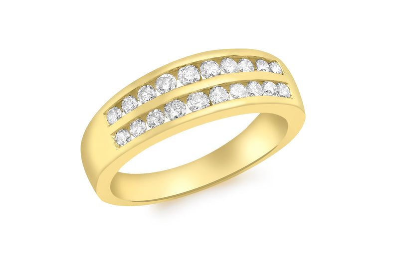 9ct Yellow Gold 0.50ct Diamond Double Row Half Eternity Ring