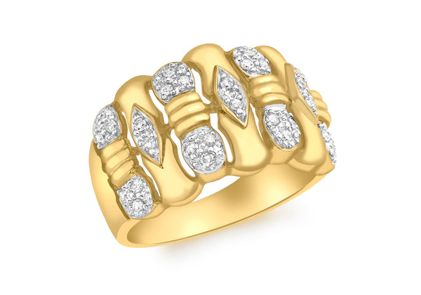 9ct Yellow Gold 0.19ct Diamond Pave Ring