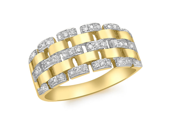 9ct Yellow Gold 0.23t Diamond 5-Row Link Ring