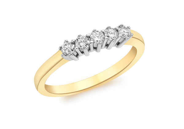 9ct Yellow Gold 0.25t 5-Stone Diamond Ring