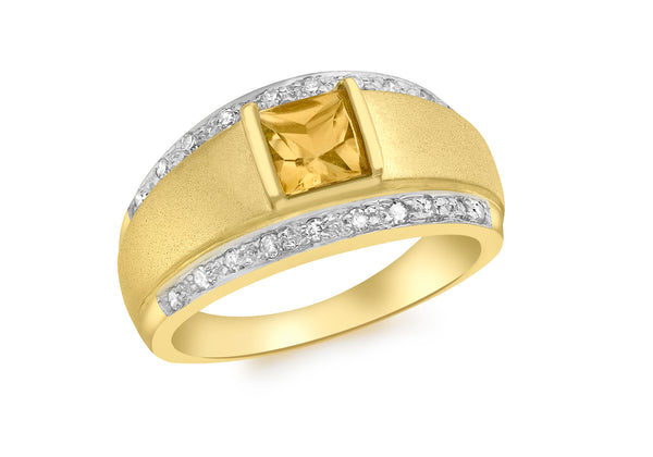 9ct Yellow Gold 0.17t Diamond and Square   Ring
