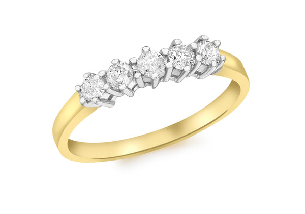 9ct Yellow Gold 0.50ct Diamond 5-Stone Ring