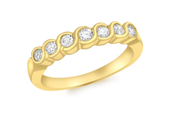 9ct Yellow Gold 0.25t Diamond 7-Stone Half Eternity Ring