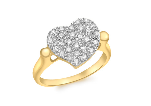 9ct Yellow Gold 0.37t Diamond Heart Ring
