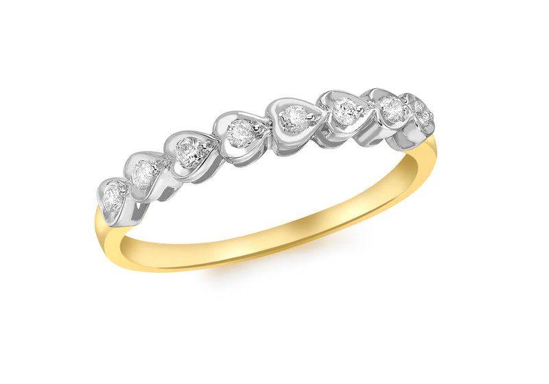 9ct 2-Colour Gold 0.15t Diamond Heart Ring