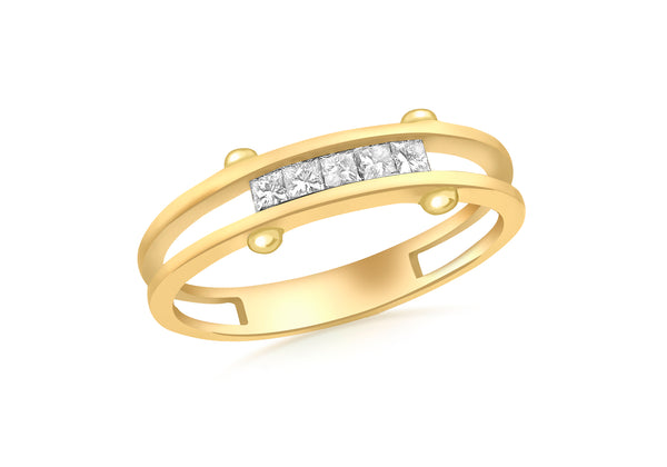 9ct Yellow Gold 0.25t Princess Cut Diamond Ring