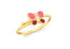 9ct Yellow Gold Pink and Rose Enamel Butterfly Adjustable Ring