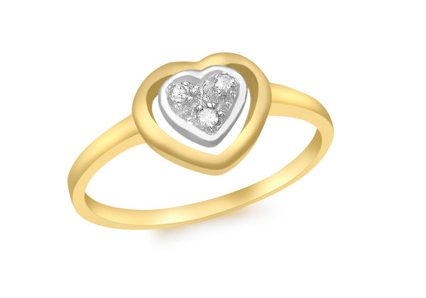 9ct 2-Colour Gold 0.05t Diamond Heart Ring