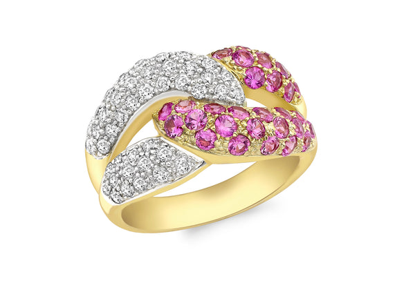 9ct Yellow Gold 0.51t Diamond and Pink Sapphire Ring
