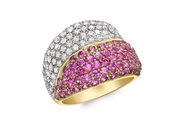 9ct Yellow Gold 1.32t Diamond and Pink Sapphire Ring