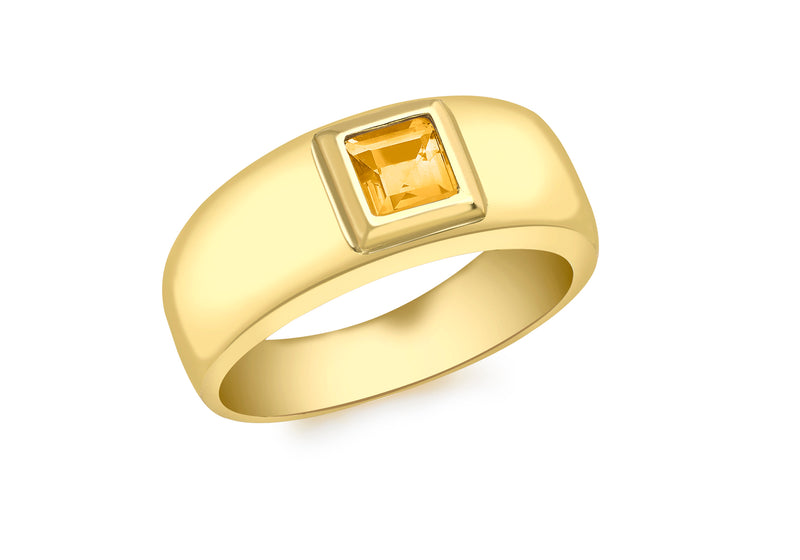 9ct Yellow Gold Square Citrine Ring