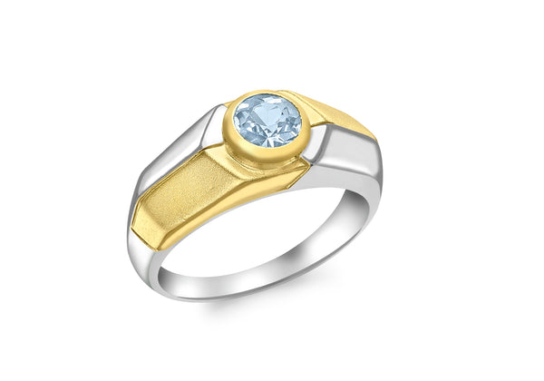 9ct White and Yellow Gold Blue Topaz Ring