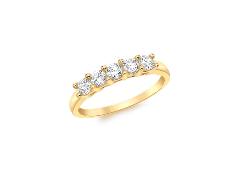 9ct Yellow Gold 5-Stone Zirconia  Eternity Ring