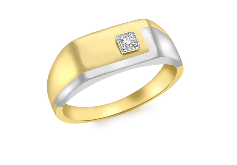 9ct 2-Colour Gold 0.03t Gents Diamond Ring