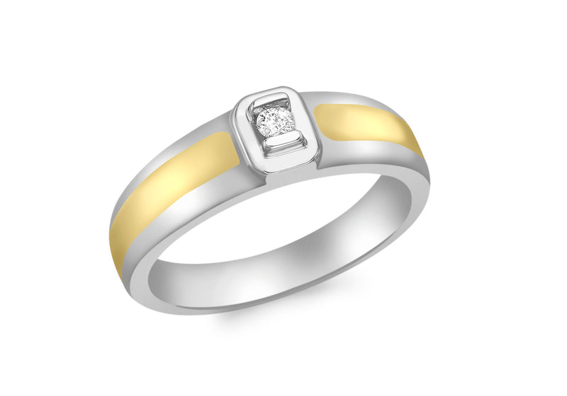 9ct 2-Colour Gold 0.05t Diamond Men's Ring