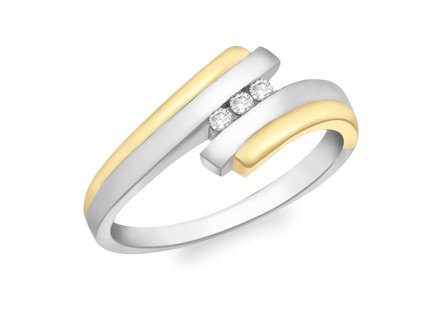 9ct 2-Colour Gold 0.06t Diamond 3-Stone Ring