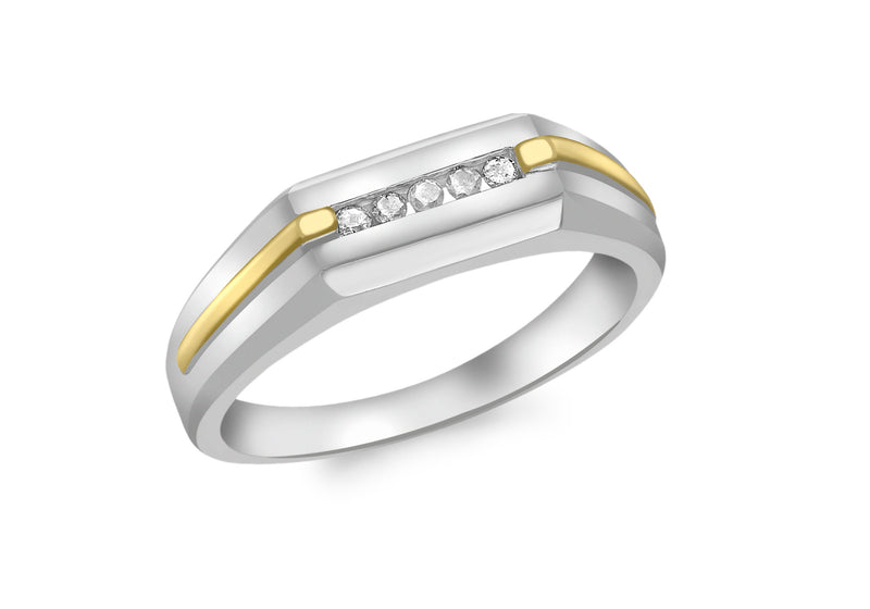 9ct 2-Colour Gold 0.07t Diamond Men's Ring