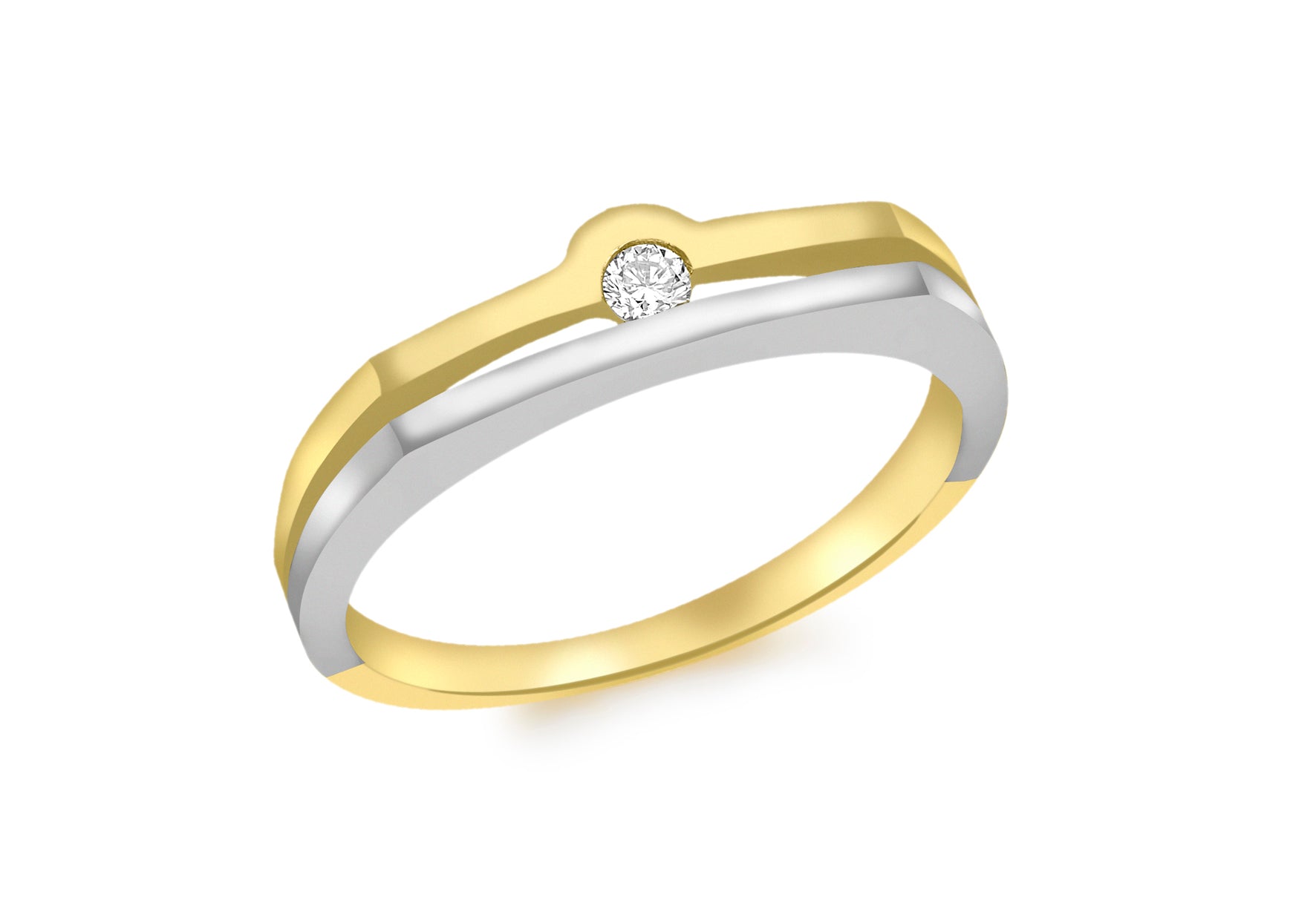 9ct 2-Tone Gold Solitaire Diamond Ring