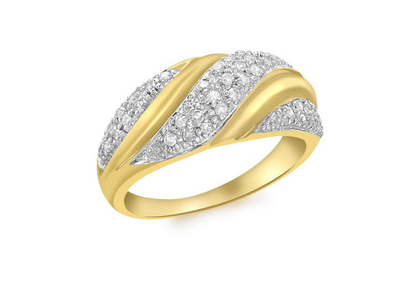 9ct Yellow Gold 0.31t Pave Diamond Twist Ring
