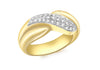 9ct Yellow Gold 0.25t Pave Diamond Crossover Ring
