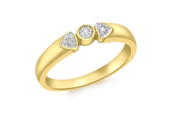 9ct Yellow Gold 1.10t Diamond 3-Stone Ring
