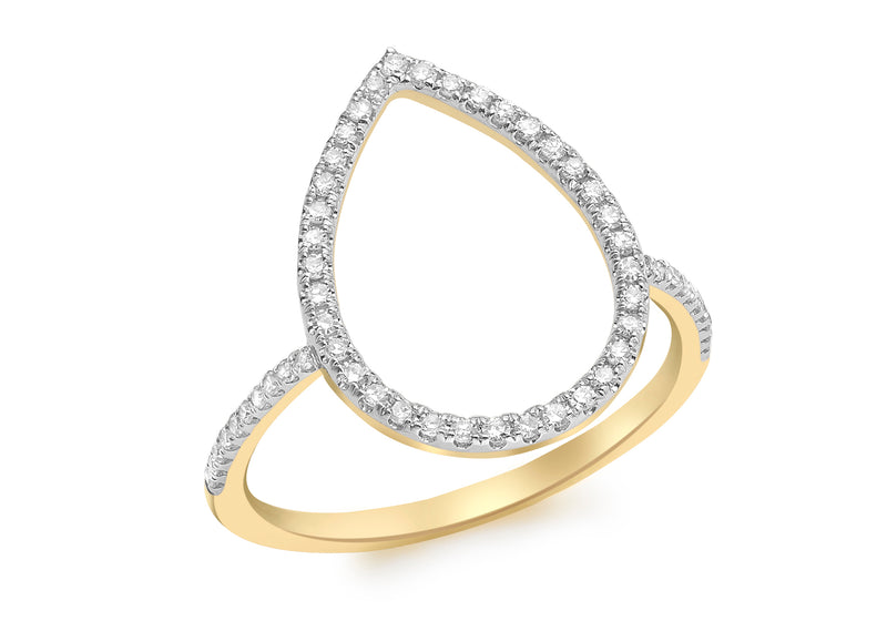 9ct Yellow Gold 0.20t Diamond Teardrop Ring