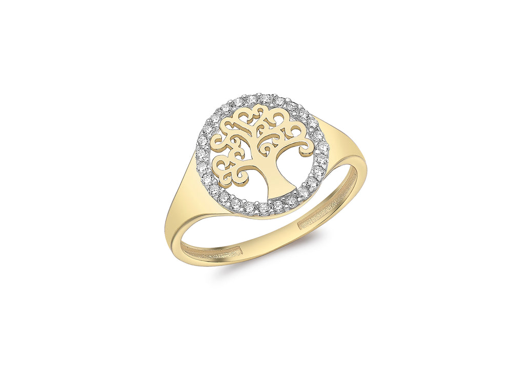 9ct Yellow Gold Zirconia  'Tree of Life' Ring
