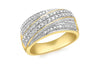 9ct Yellow Gold 0.50ct Pave Set Diamond Crossover Ring