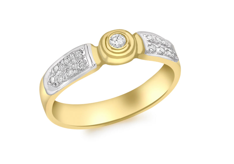 9ct 2-Tone Gold 0.16t Diamond Ring
