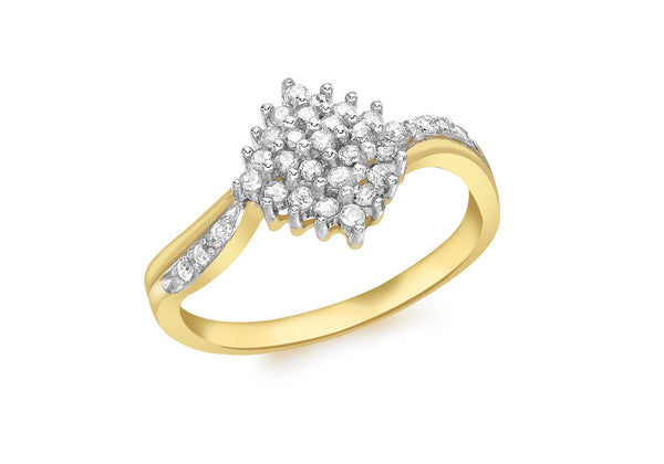 9ct Yellow Gold 0.34t Diamond Cluster Ring