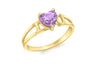 9ct Yellow Gold Amethyst 'I Heart U' Ring