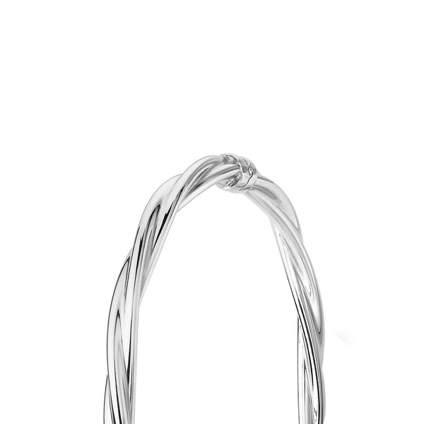 9ct White Gold Twist Tube Bangle