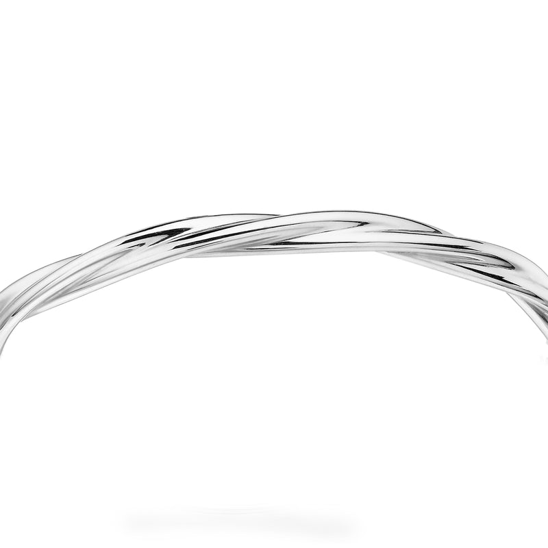 9ct White Gold Twist Tube Bangle
