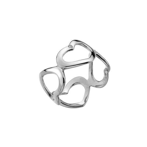 Open Heart Ring Hand-Set With A Diamond Accent