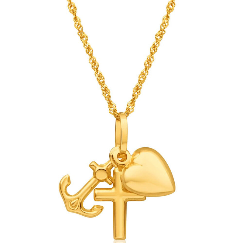 9ct Yellow Gold Faith Hope & Charity Pendant