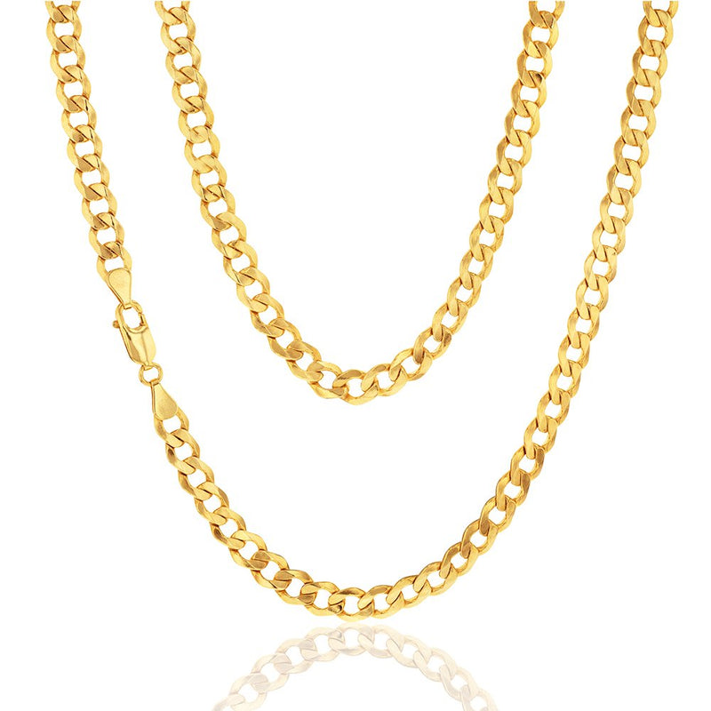 9ct Yellow Gold 160 Diamond Cut Flat Curb Chain