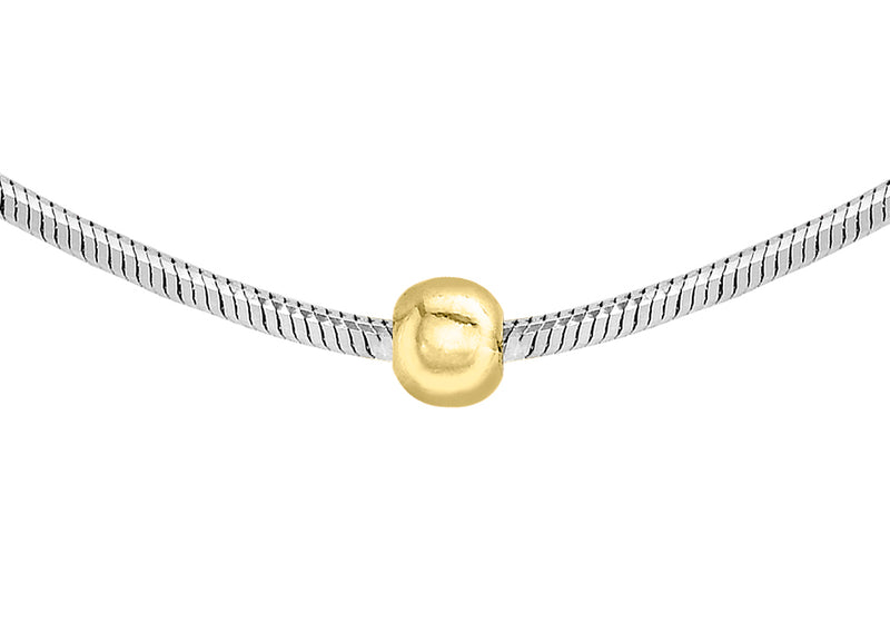 9ct Two-Tone Gold Ball Hexad Snake Chain Necklace