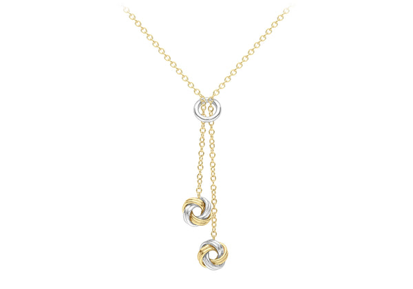 9ct 2-Colour Gold Drop Knot Necklace  43m/17"-46m/18"9