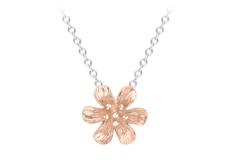 9ct 2-Colour Gold Flower Necklace