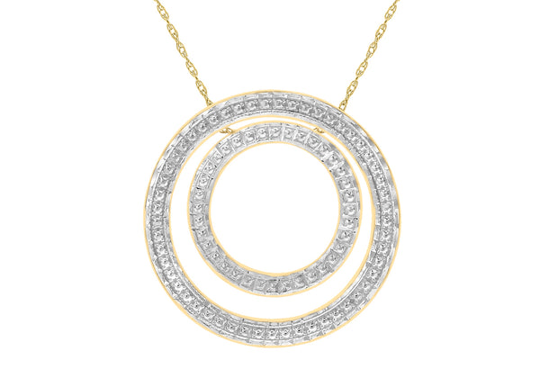 9ct 2-Colour Gold Diamond Cut Double Circle Pendant on Prince of Wales Chain 46m/18"9